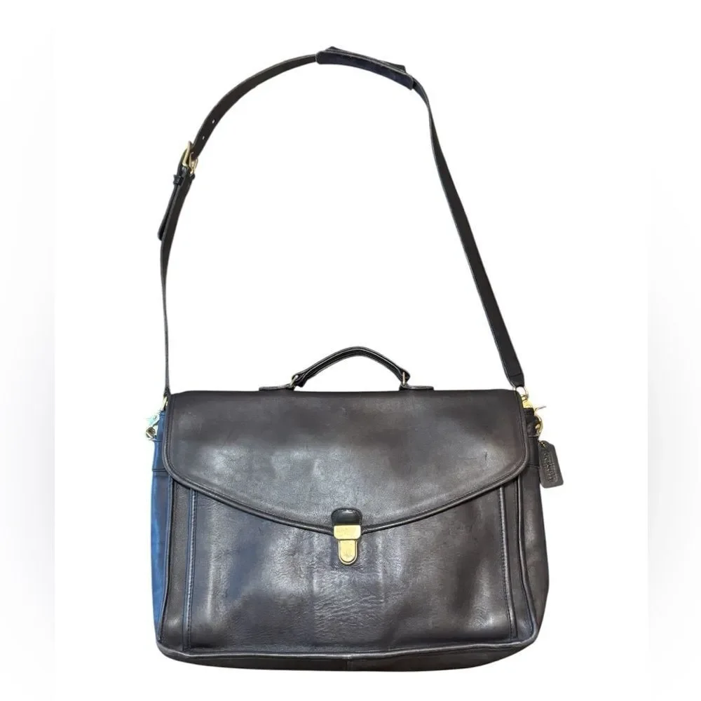 COACH Vintage Rare Morgan Black Leather Briefcase